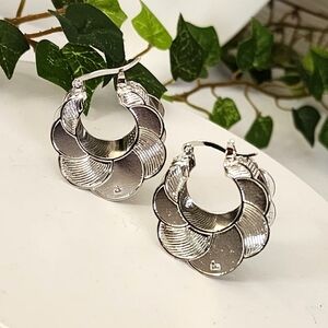 Silver Basket Style Hoop Earrings